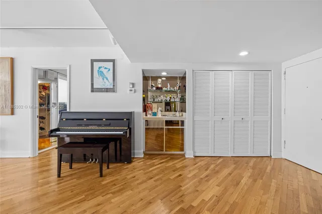 a view of a livingroom with furniture and wooden floor