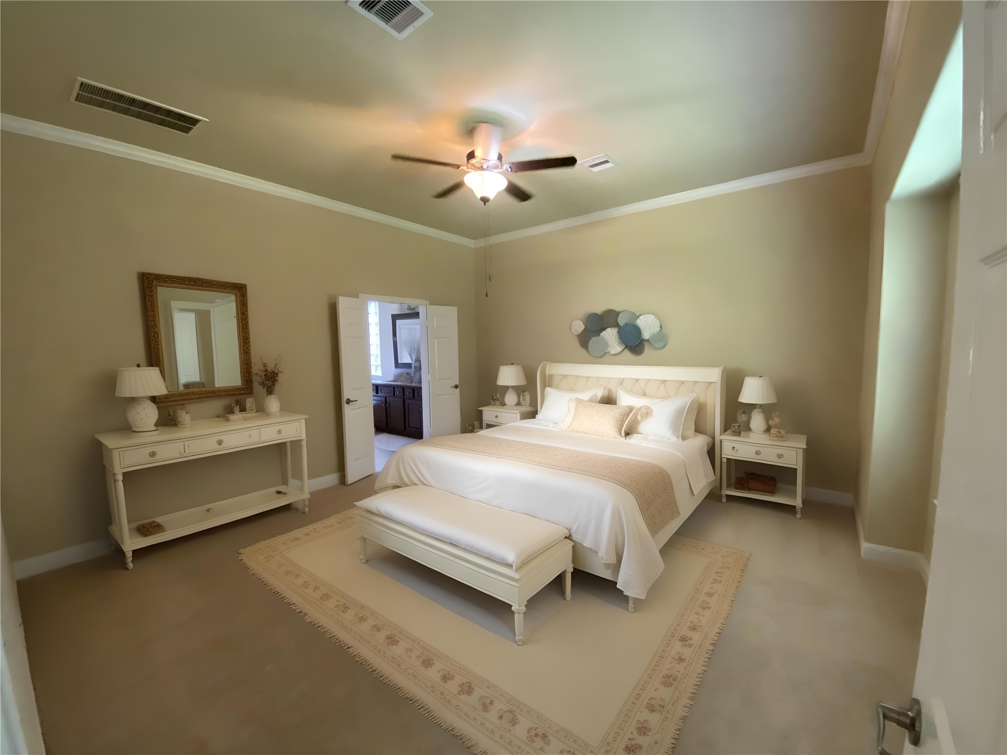 19861 Driver Forest Drive Porter, TX 77365 - Photo 21 of 38 a bedroom with a bed and a chandelier