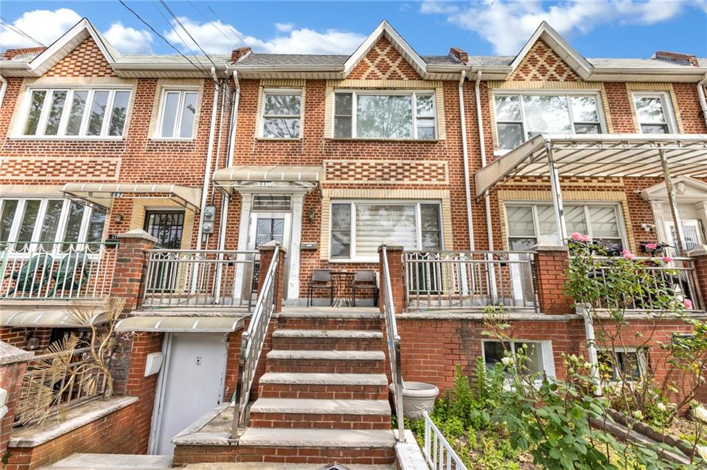 front view of a brick house