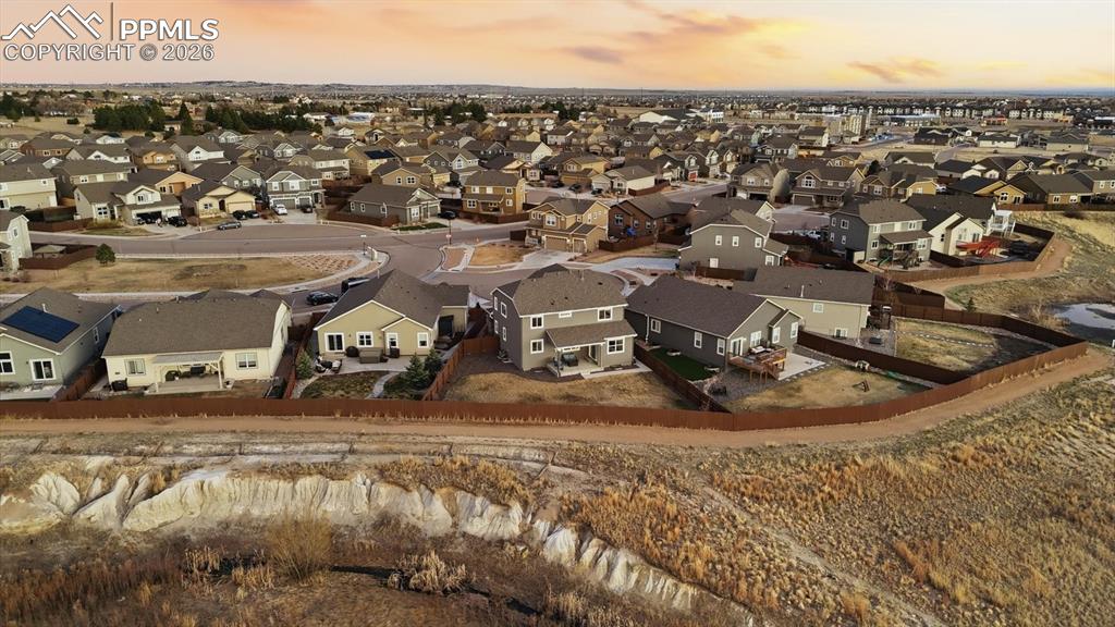 7872 Callendale Drive Colorado Springs, CO 80908 - Photo 50 of 50 Aerial rear view of home, backyard, and open space with walking trails.