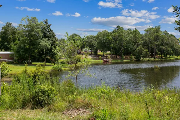 a view of a lake with houses
