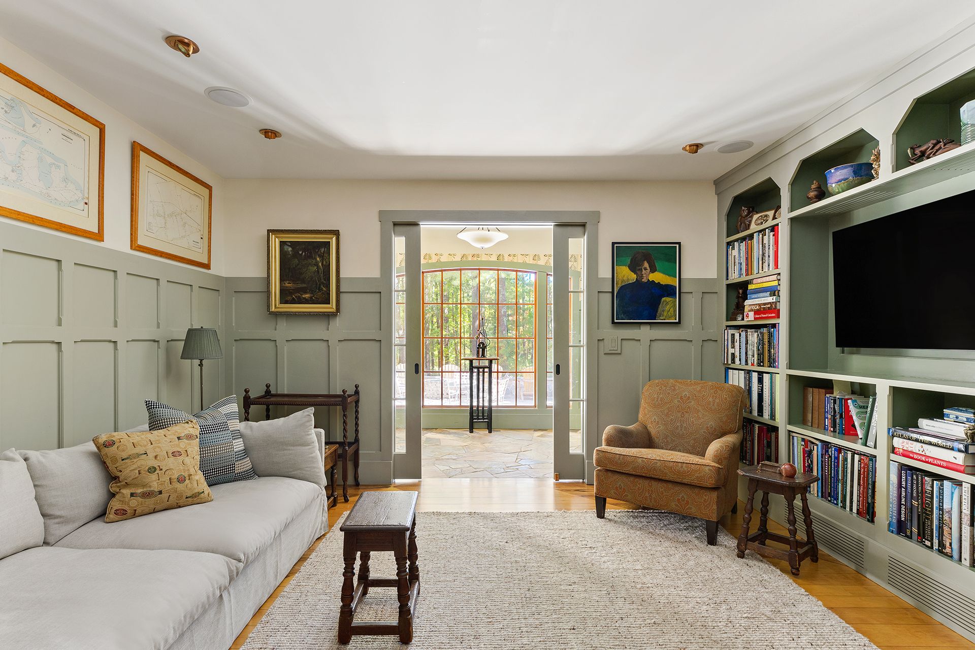 9 Two Holes Of Water Road East Hampton, NY 11937 - Photo 20 of 52 a living room with furniture and a flat screen tv
