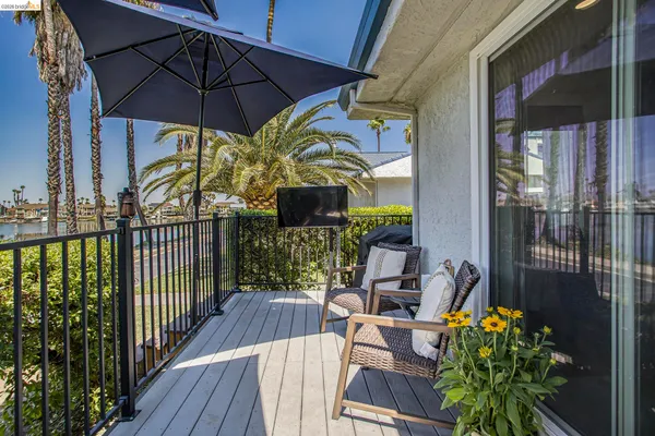 a view of balcony with an outdoor seating