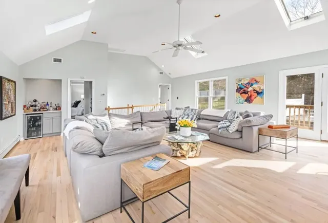 a living room with furniture