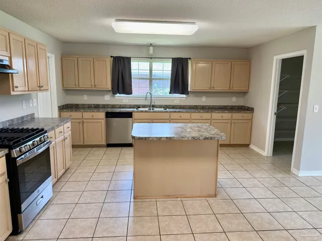 a kitchen with a stove a sink and a refrigerator