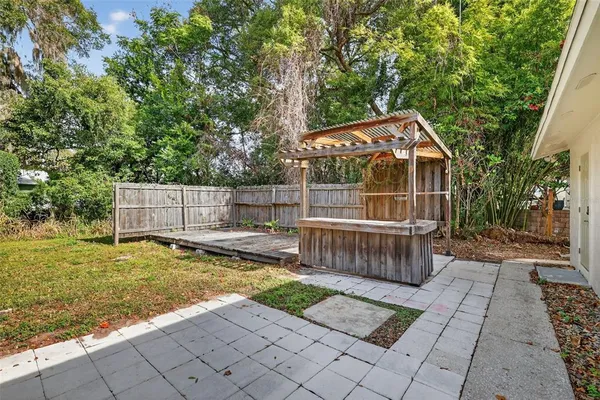 a view of backyard of house