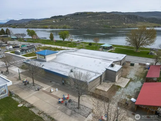 a view of a lake with a mountain
