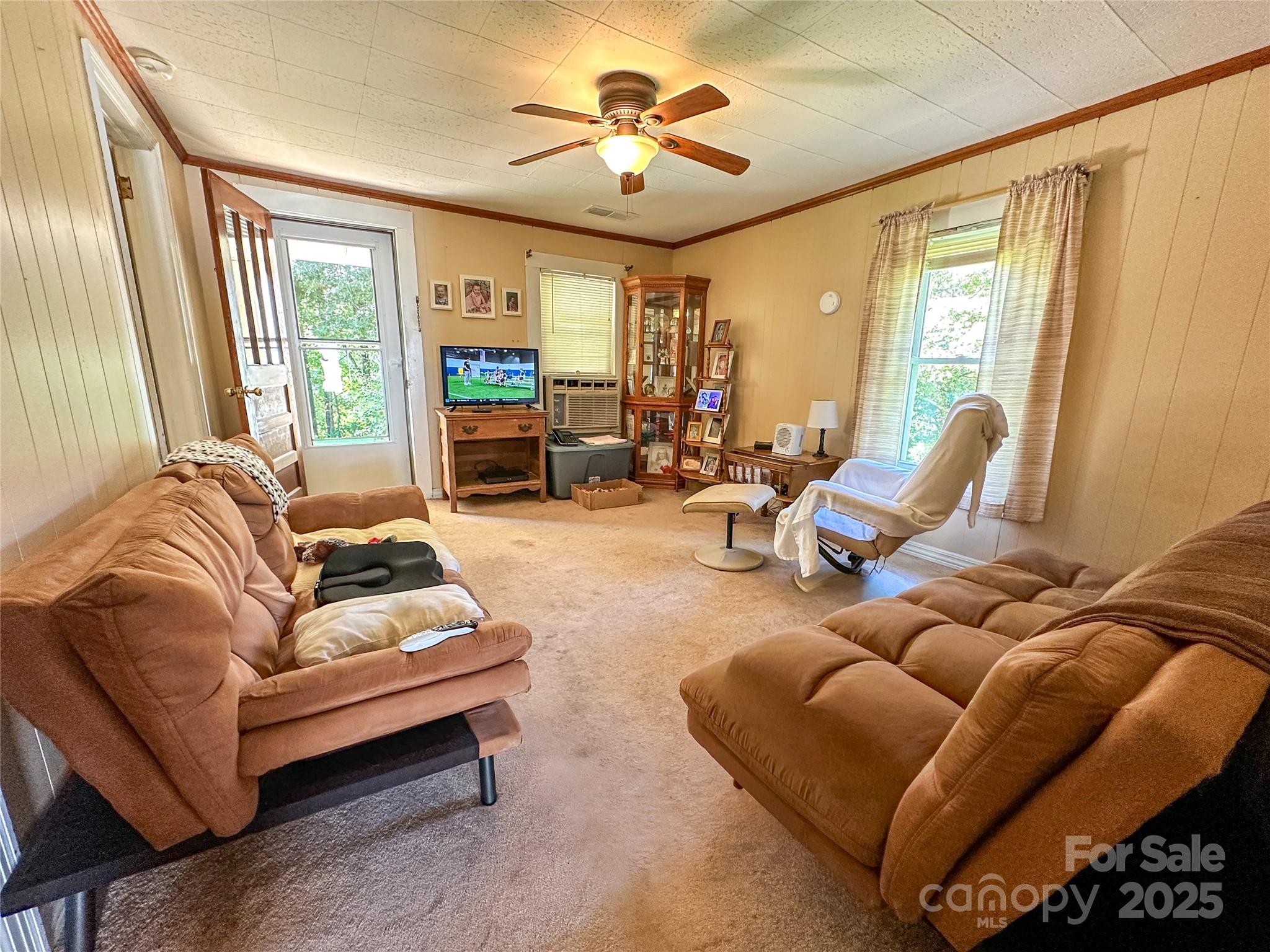 241 Canada Road Tuckasegee, NC 28783 - Photo 10 of 27 a living room with furniture ceiling fan and a large window
