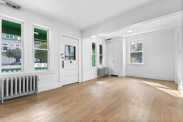 an empty room with windows