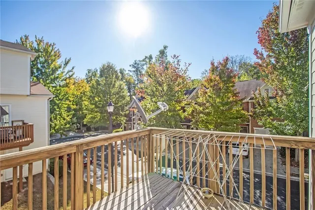 a view of a balcony with outside space