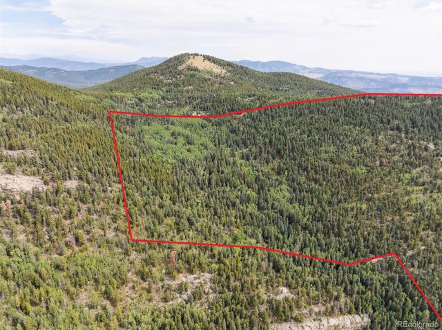 a view of a field with mountains in the background