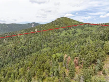 a view of a mountain range with lush green forest