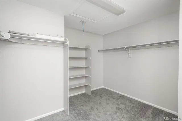 a view of an empty walk in closet