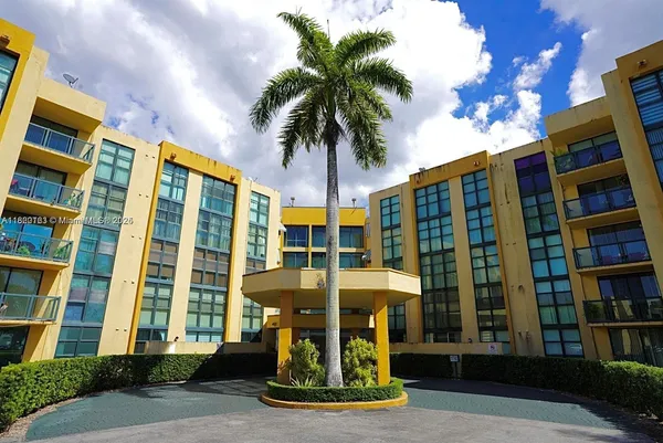 a front view of building with outdoor space