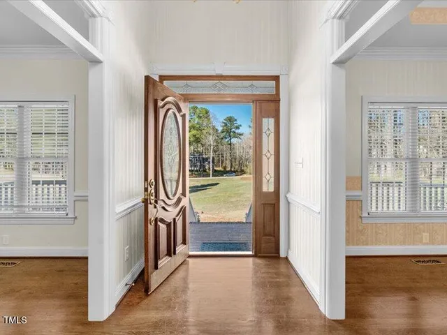 an entryway with a livingroom view