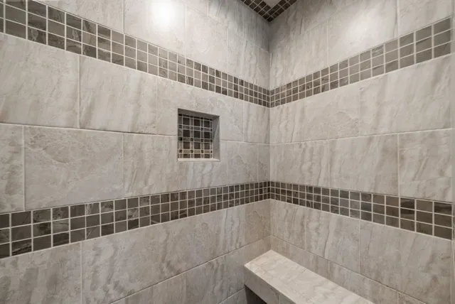 a bathroom with a bathtub