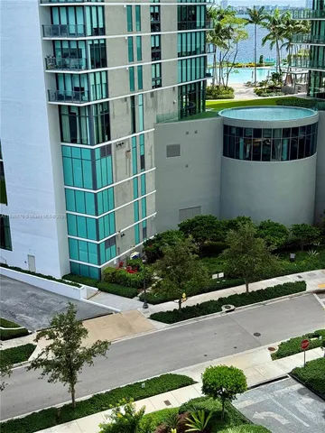 a city view with tall buildings