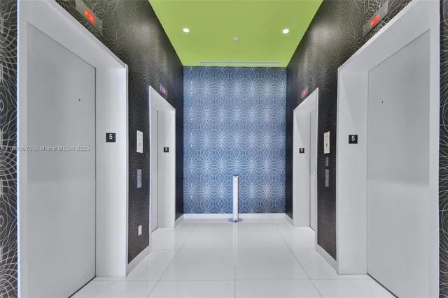 a view of a balcony with wooden floor