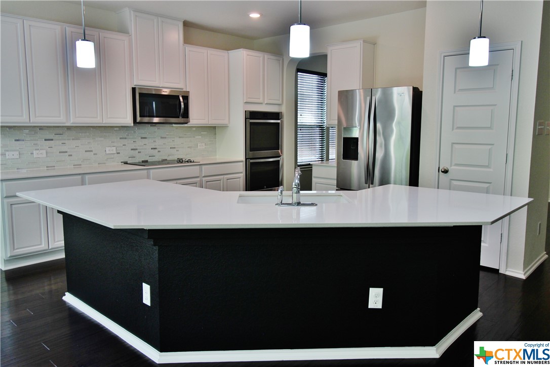 1027 Toltec Trail Georgetown, TX 78626 - Photo 1 of 1 a kitchen with stainless steel appliances a sink cabinets and refrigerator