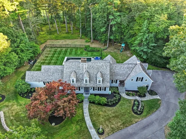 an aerial view of a house