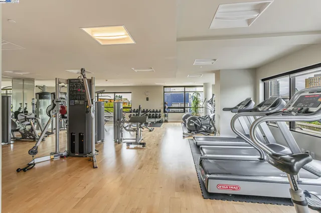 a view of a room with gym equipment