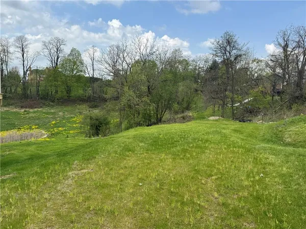 a view of a lake with a yard