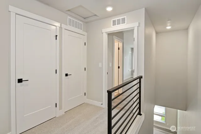 a view of a hallway with elevator