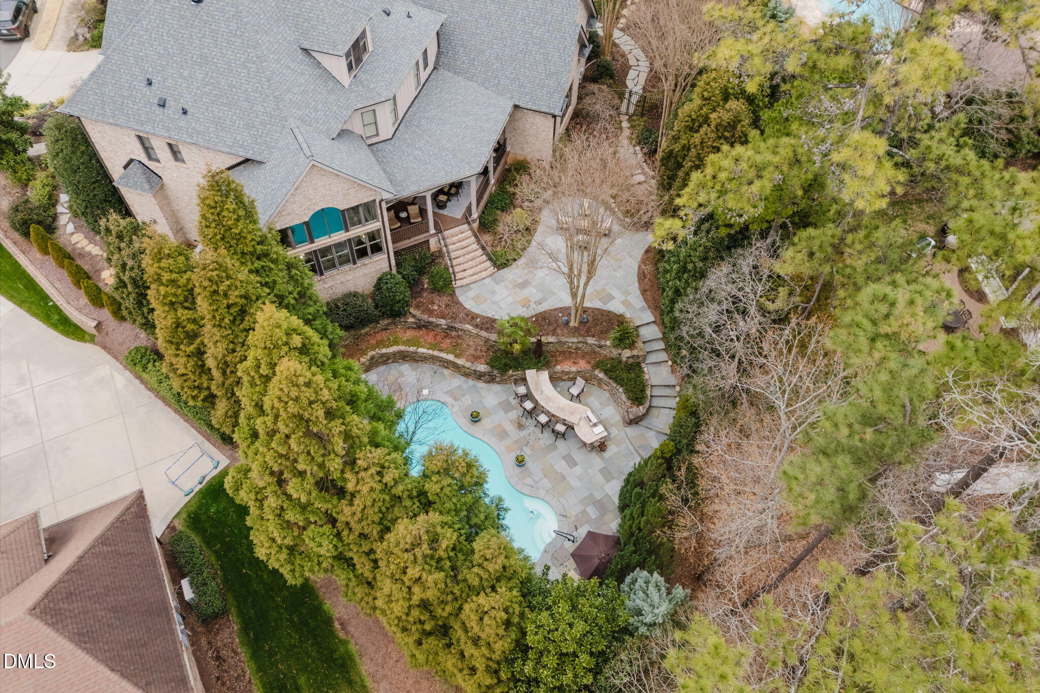3604 Nightfall Court Raleigh, NC 27607 - Photo 59 of 79 an aerial view of a house with a yard and garden