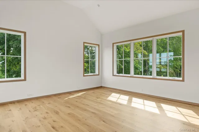 an empty room with windows