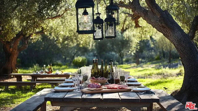 a view of a swimming pool and lounge chairs