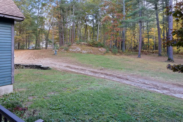 a backyard of a house with lots of green space