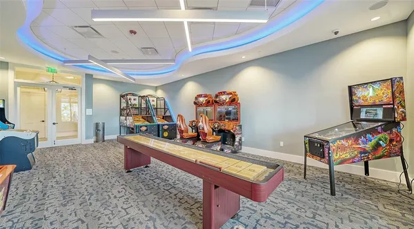 a view of a terrace with sitting area