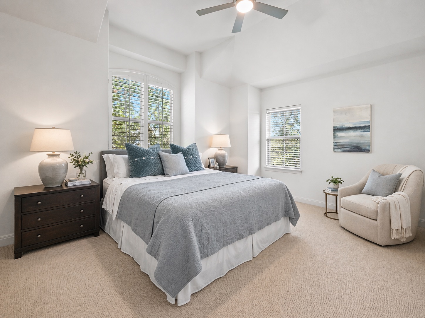 405 Barrett Lane Austin, TX 78733 - Photo 19 of 35 a spacious bedroom with a bed and a couch