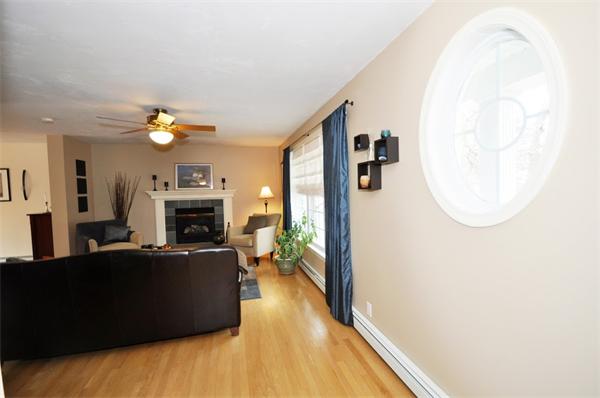 113 Acton Street Maynard, MA 01754 - Photo 8 of 20 a living room with furniture a fireplace and a flat screen tv