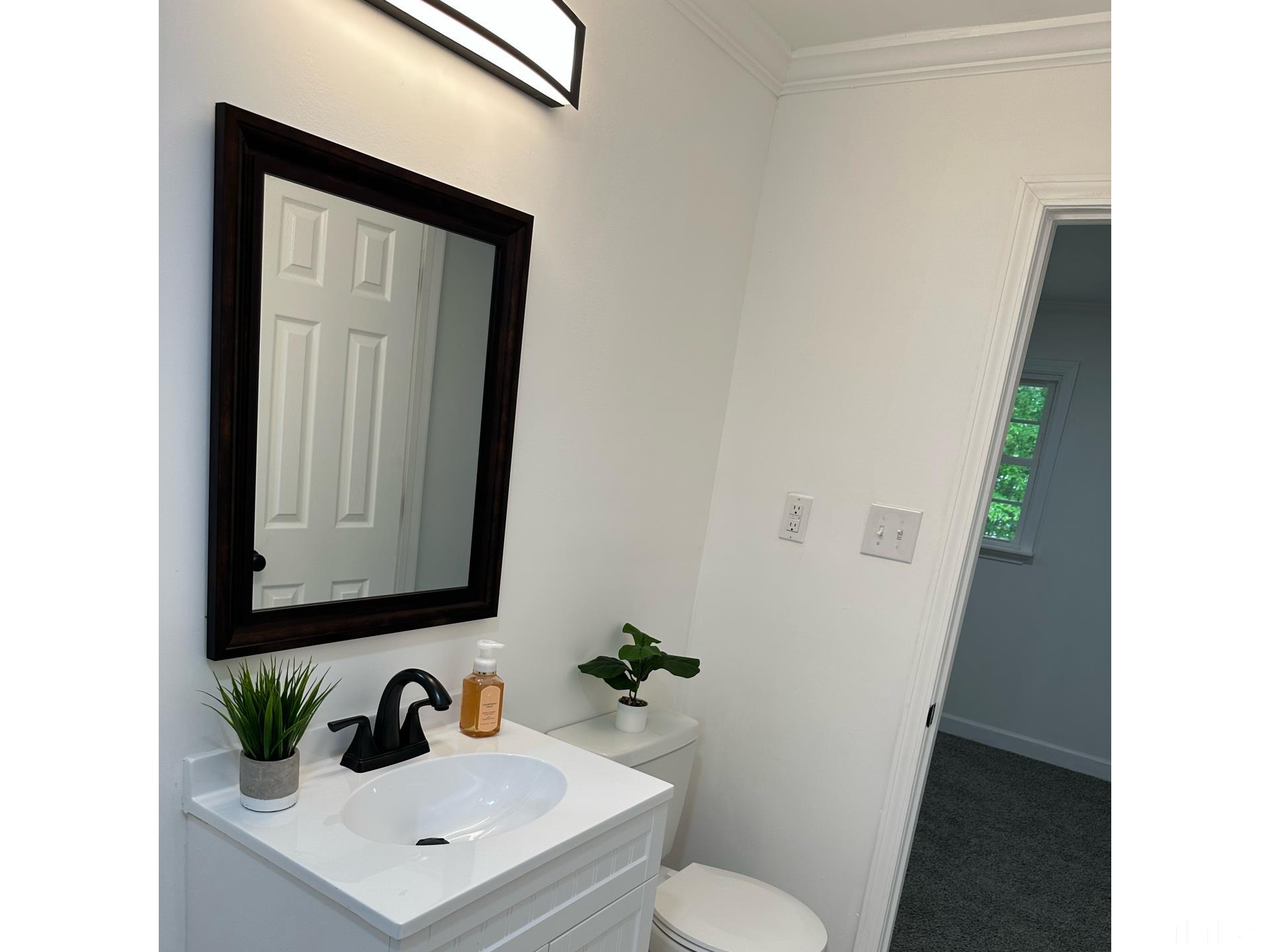 216 Trinity Church Road Louisburg, NC 27549 - Photo 21 of 28 a bathroom with a toilet sink and mirror