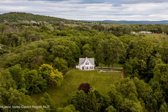a view of a lake with a mountain in the background