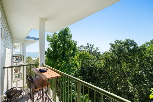 a balcony with an outdoor space