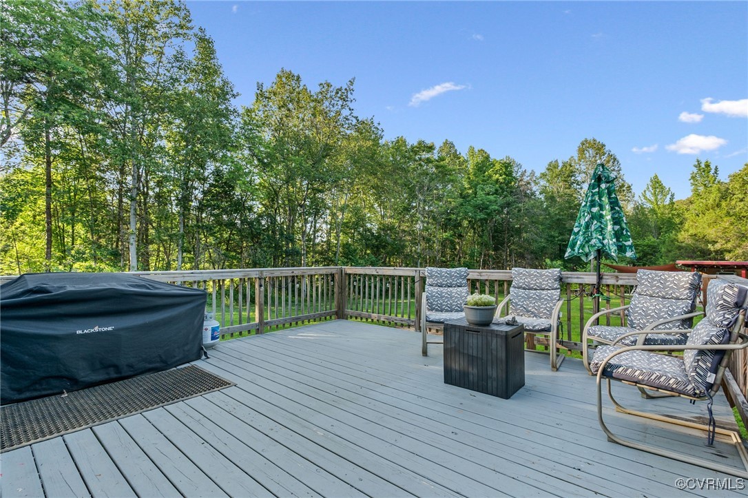 11925 Belfonte Road Bumpass, VA 23024 - Photo 27 of 34 a view of a deck with wooden floor and barbeque oven