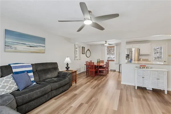 a living room with furniture