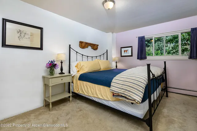 a bed room with a bed and a desk