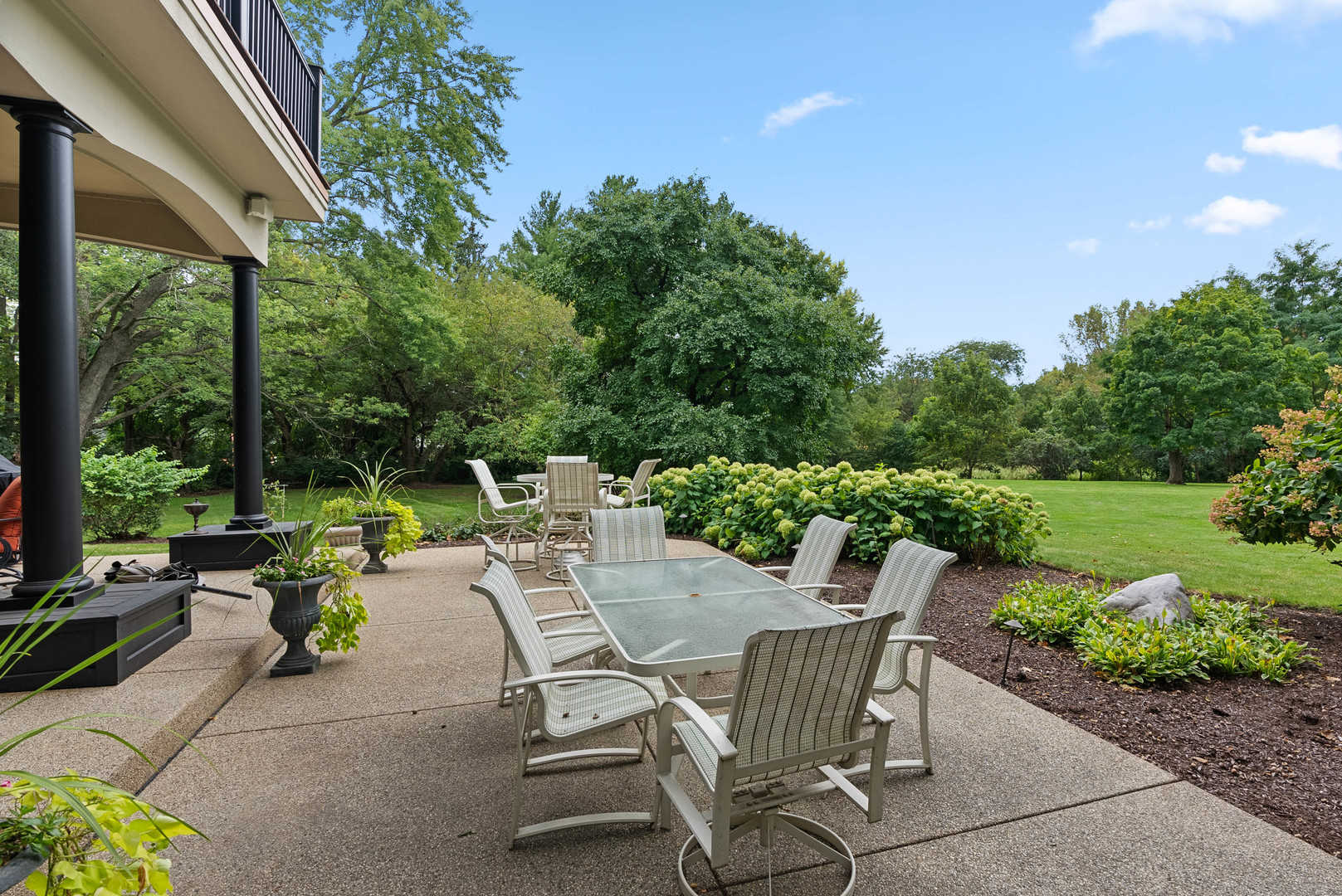 5N156 Dunham Road St. Charles, IL 60174 - Photo 9 of 65 a view of a patio with a table and chairs and potted plants