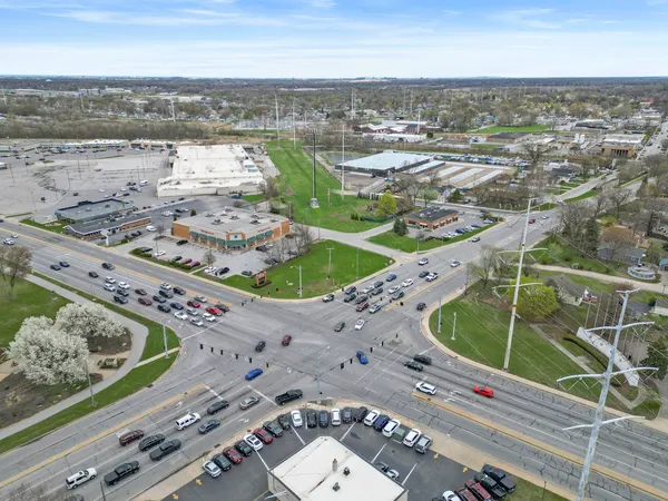 an aerial view of a city