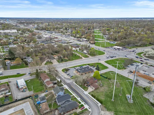 an aerial view of a city