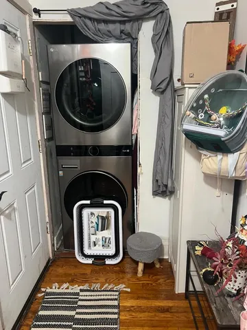 a utility room with dryer and washer