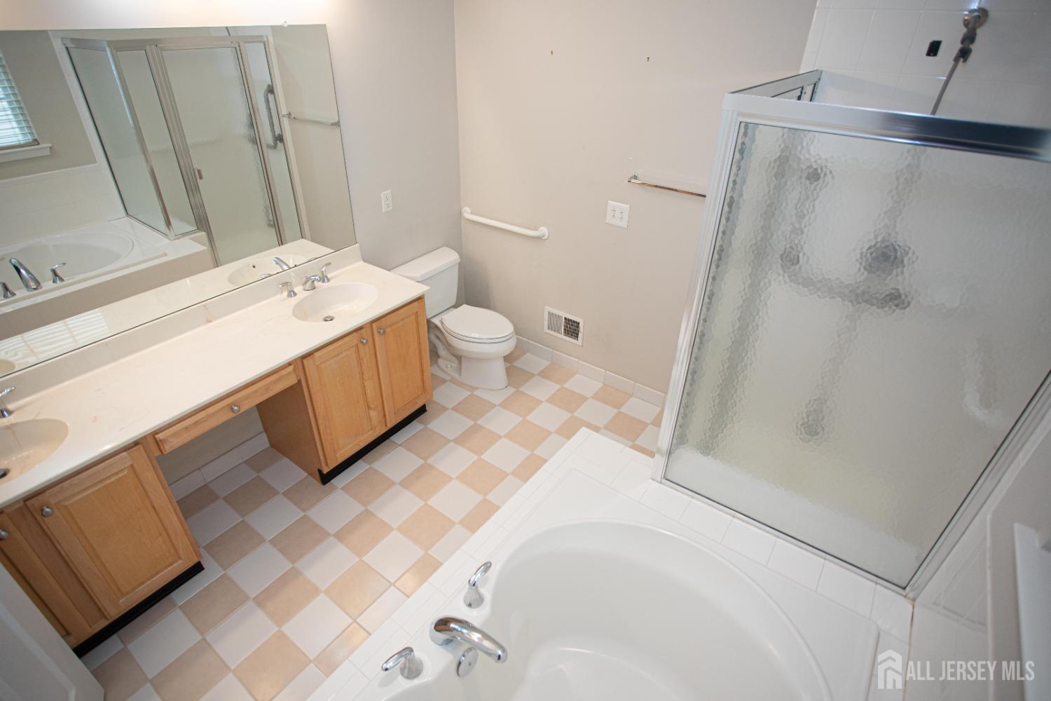 247 Spring Meadow Way Monroe Township, NJ 08831 - Photo 17 of 32 a bathroom with a sink a toilet and shower