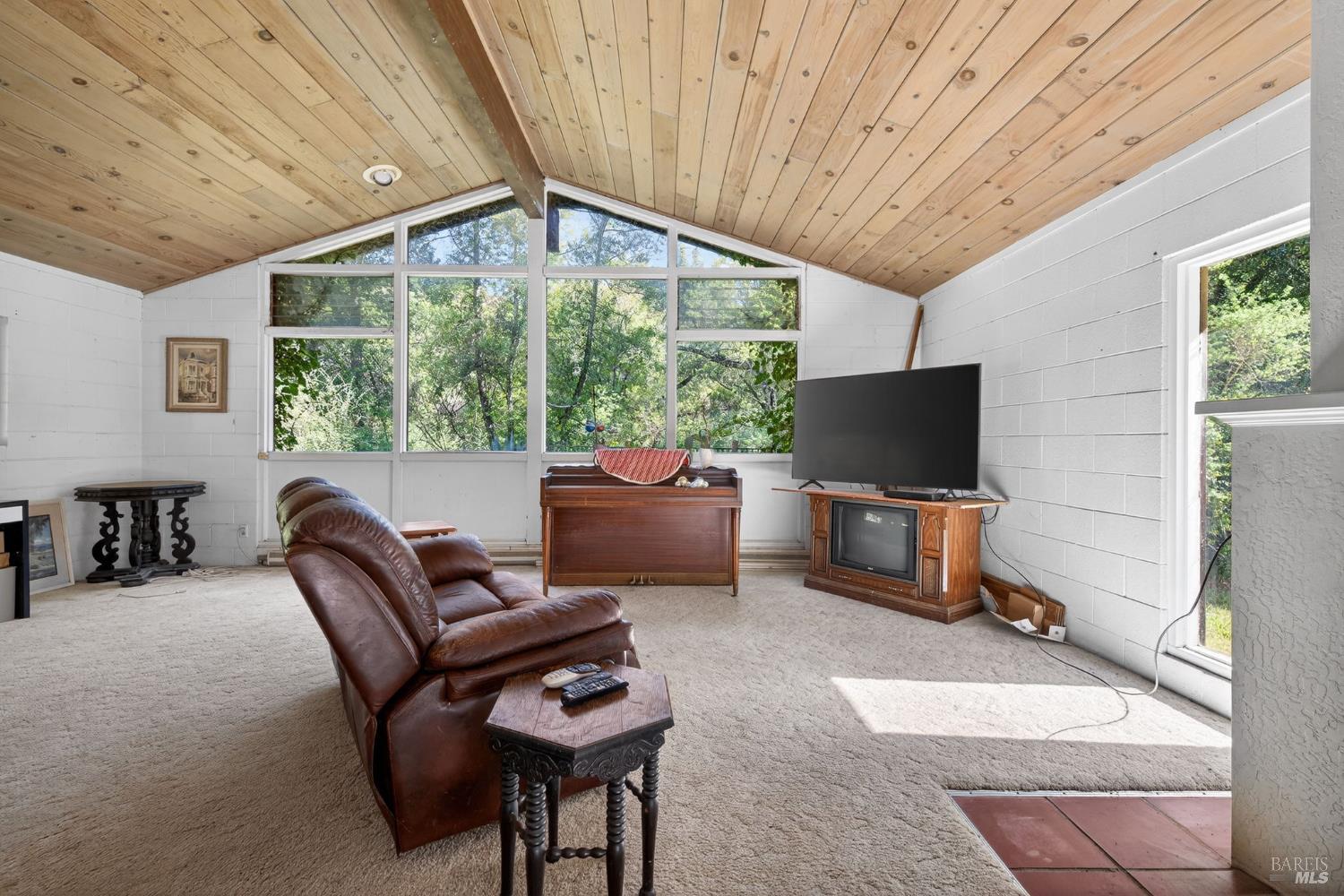3320 Redwood Road Napa, CA 94558 - Photo 27 of 57 a living room with furniture a flat screen tv and a large window