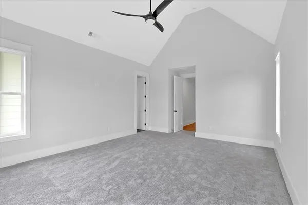 an empty room with windows