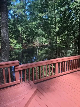 a view of a wooden deck