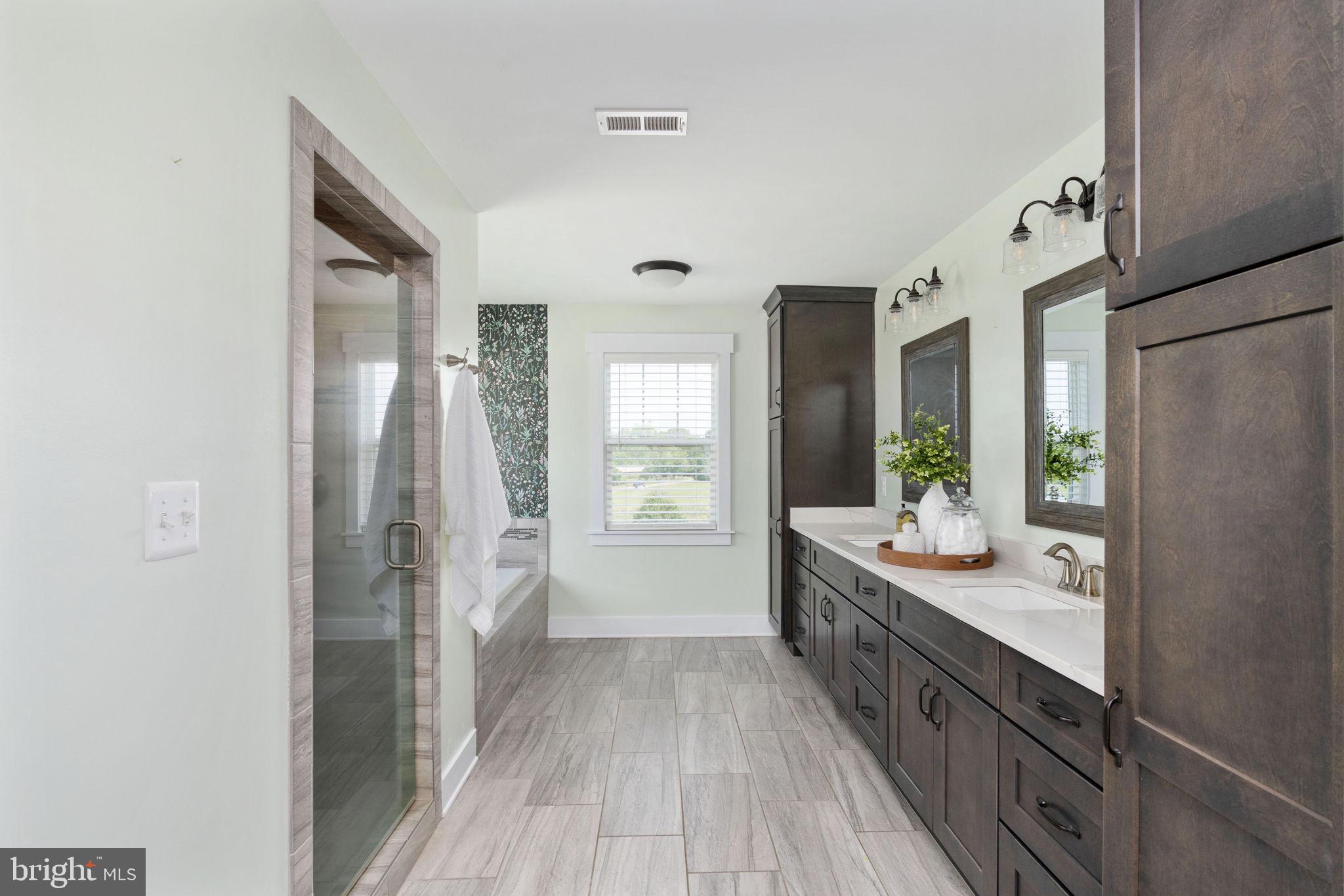 115 Saddle Ridge Lane Fredericksburg, VA 22406 - Photo 54 of 100 a bathroom with a double vanity sink and mirror with shower