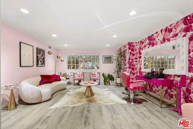 a bedroom with furniture and a bed